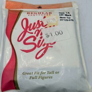 Vintage Just My Size Pantyhose | Size 1X | Off Black | Sheer Toe | NOS